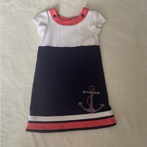 Nautical Kids Dress - Navy and White